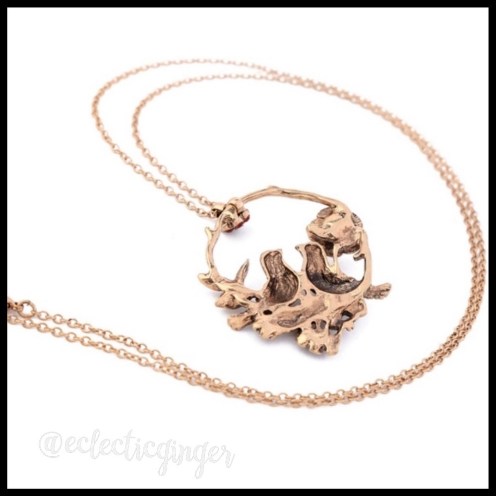 Bronze love birds with pearl 30” necklace - Picture 4 of 5